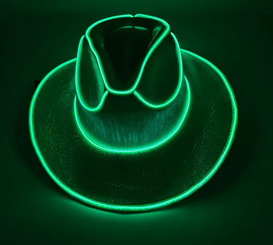 Halloween Carnival Party LED Wireless Fluorescent Colorful Cowboy Flashing Hat